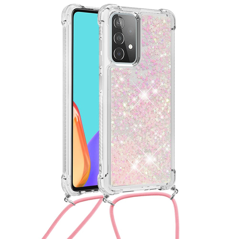 TPU Quicksand Design Phone Protective Shell Cover with Hanging Strap for Samsung Galaxy A52 4G/5G / A52s 5G