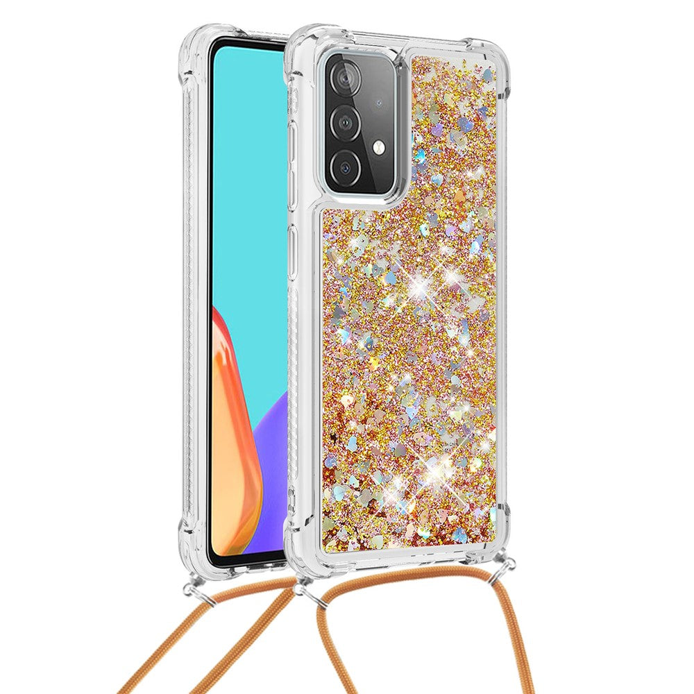 TPU Quicksand Design Phone Protective Shell Cover with Hanging Strap for Samsung Galaxy A52 4G/5G / A52s 5G