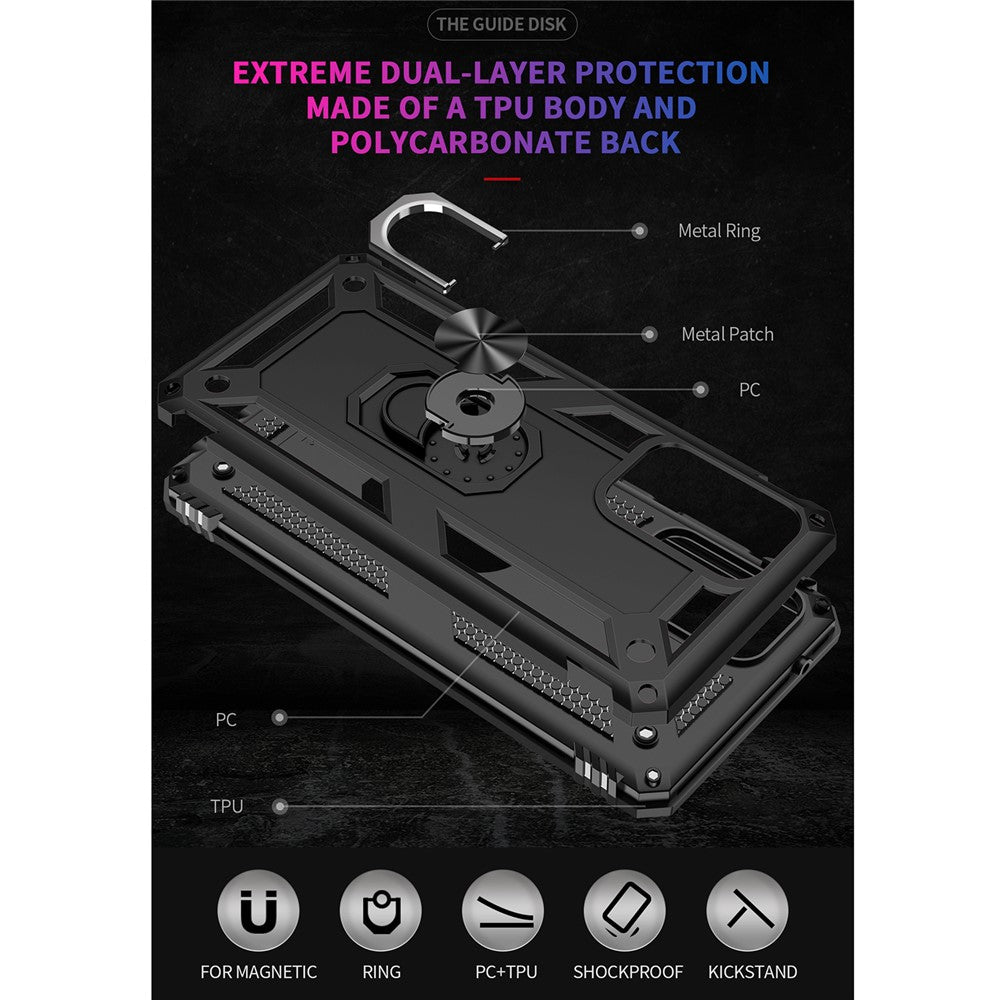Armor Anti-fall Metal Ring Kickstand Design Hybrid PC TPU Shell for Samsung Galaxy A52 4G/5G / A52s 5G