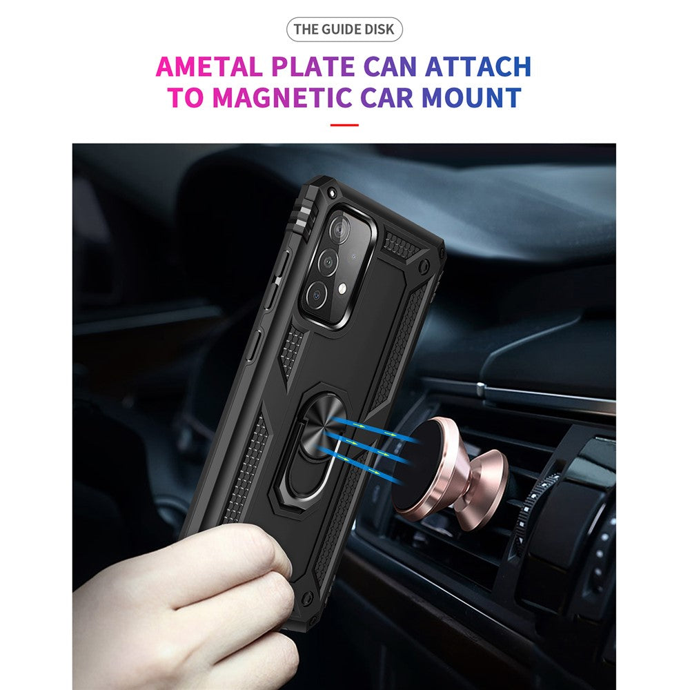 Armor Anti-fall Metal Ring Kickstand Design Hybrid PC TPU Shell for Samsung Galaxy A52 4G/5G / A52s 5G