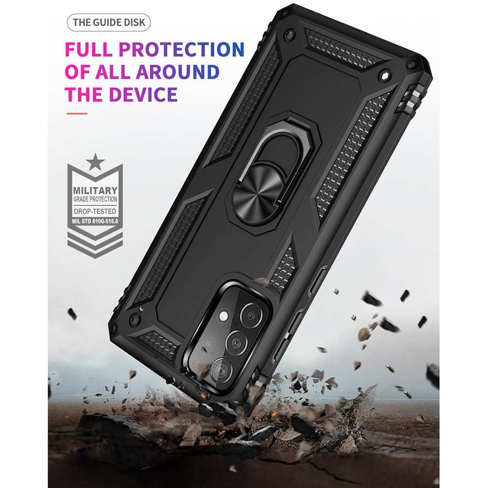 Armor Anti-fall Metal Ring Kickstand Design Hybrid PC TPU Shell for Samsung Galaxy A52 4G/5G / A52s 5G