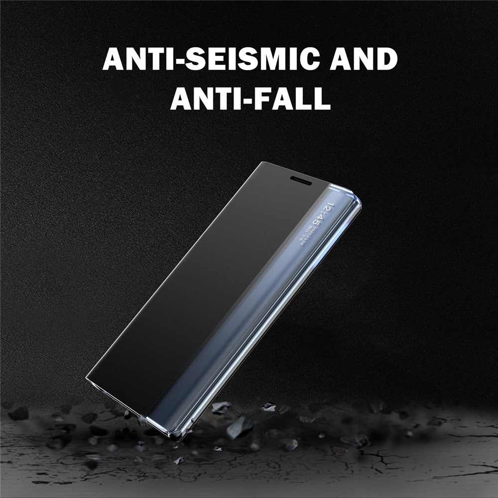 For Samsung Galaxy S21 FE View Window Phone Case Anti-Fall Leather Protective Shell with Stand