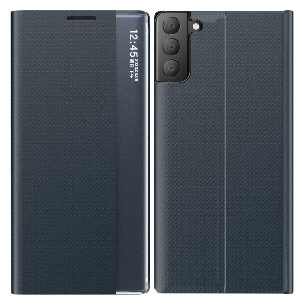 For Samsung Galaxy S21 FE View Window Phone Case Anti-Fall Leather Protective Shell with Stand