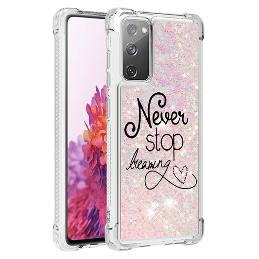 Quicksand Moving Bling Glitter Pattern Printing Clear Soft TPU Phone Case for Samsung Galaxy S20 FE 2022/S20 FE/S20 FE 5G/S20 Lite