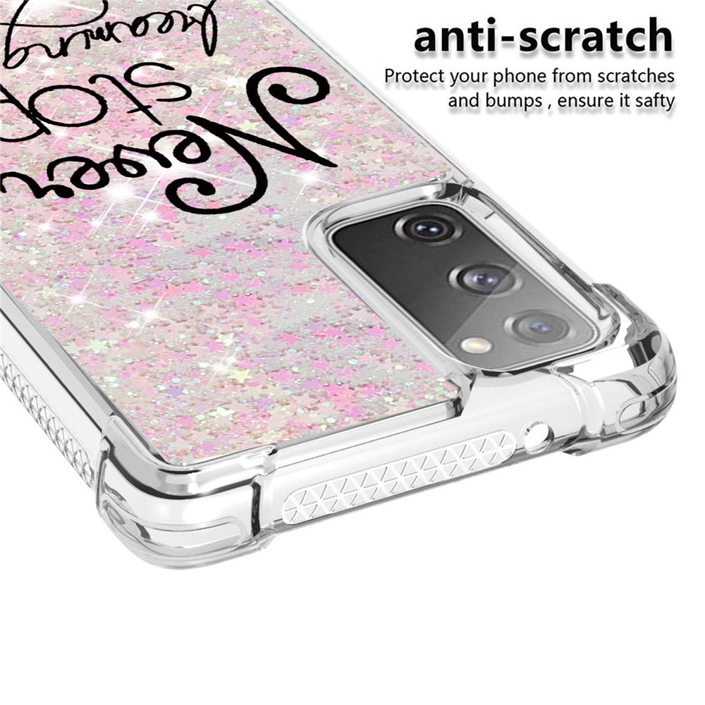 Quicksand Moving Bling Glitter Pattern Printing Clear Soft TPU Phone Case for Samsung Galaxy S20 FE 2022/S20 FE/S20 FE 5G/S20 Lite