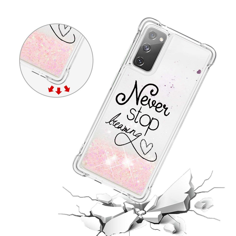 Quicksand Moving Bling Glitter Pattern Printing Clear Soft TPU Phone Case for Samsung Galaxy S20 FE 2022/S20 FE/S20 FE 5G/S20 Lite