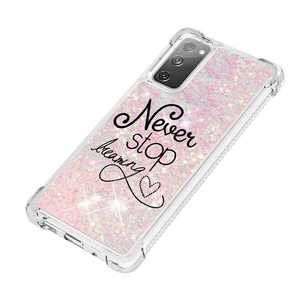 Quicksand Moving Bling Glitter Pattern Printing Clear Soft TPU Phone Case for Samsung Galaxy S20 FE 2022/S20 FE/S20 FE 5G/S20 Lite