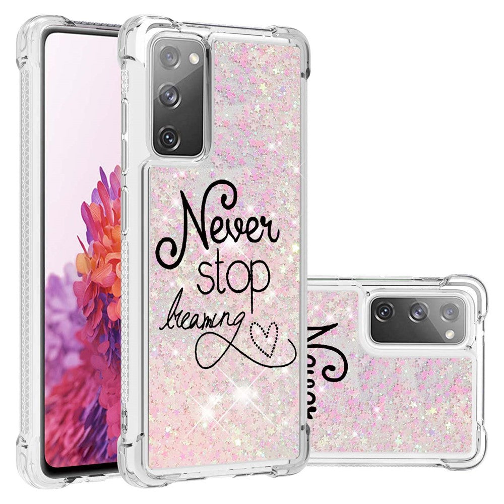 Quicksand Moving Bling Glitter Pattern Printing Clear Soft TPU Phone Case for Samsung Galaxy S20 FE 2022/S20 FE/S20 FE 5G/S20 Lite