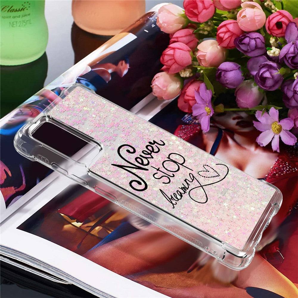 Quicksand Moving Bling Glitter Pattern Printing Clear Soft TPU Phone Case for Samsung Galaxy S20 FE 2022/S20 FE/S20 FE 5G/S20 Lite