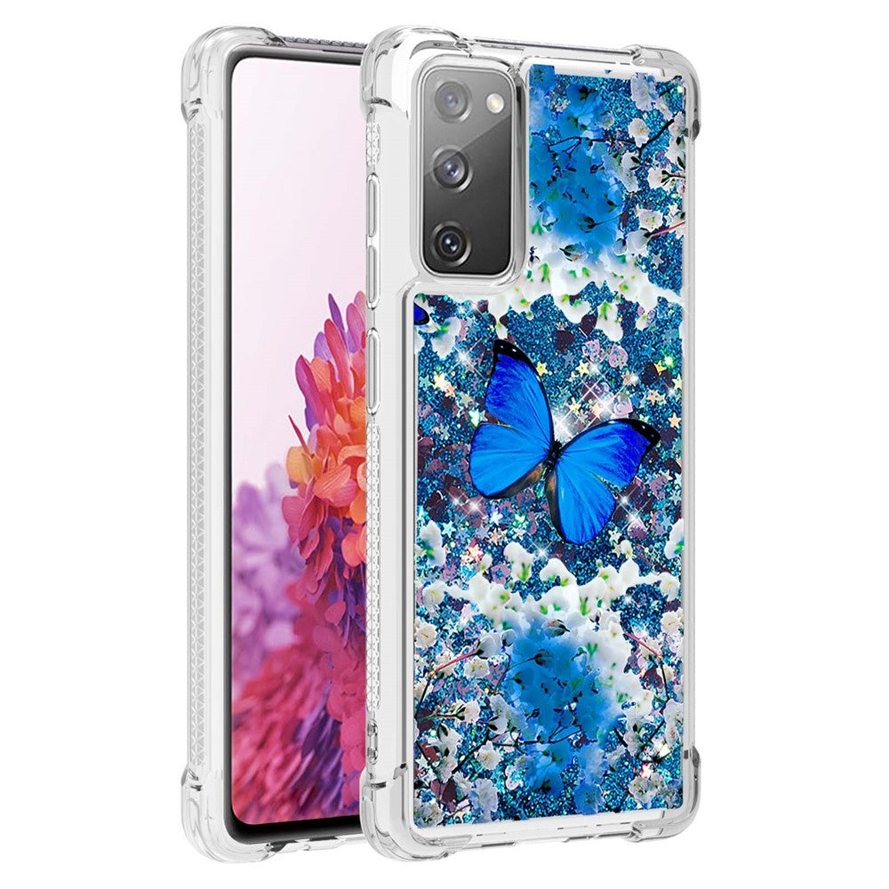 Quicksand Moving Bling Glitter Pattern Printing Clear Soft TPU Phone Case for Samsung Galaxy S20 FE 2022/S20 FE/S20 FE 5G/S20 Lite
