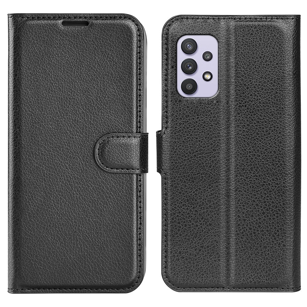 For Samsung Galaxy A53 5G Litchi Texture PU Leather Folio Case Magnetic Clasp Anti-scratch Phone Cover with Stand Wallet