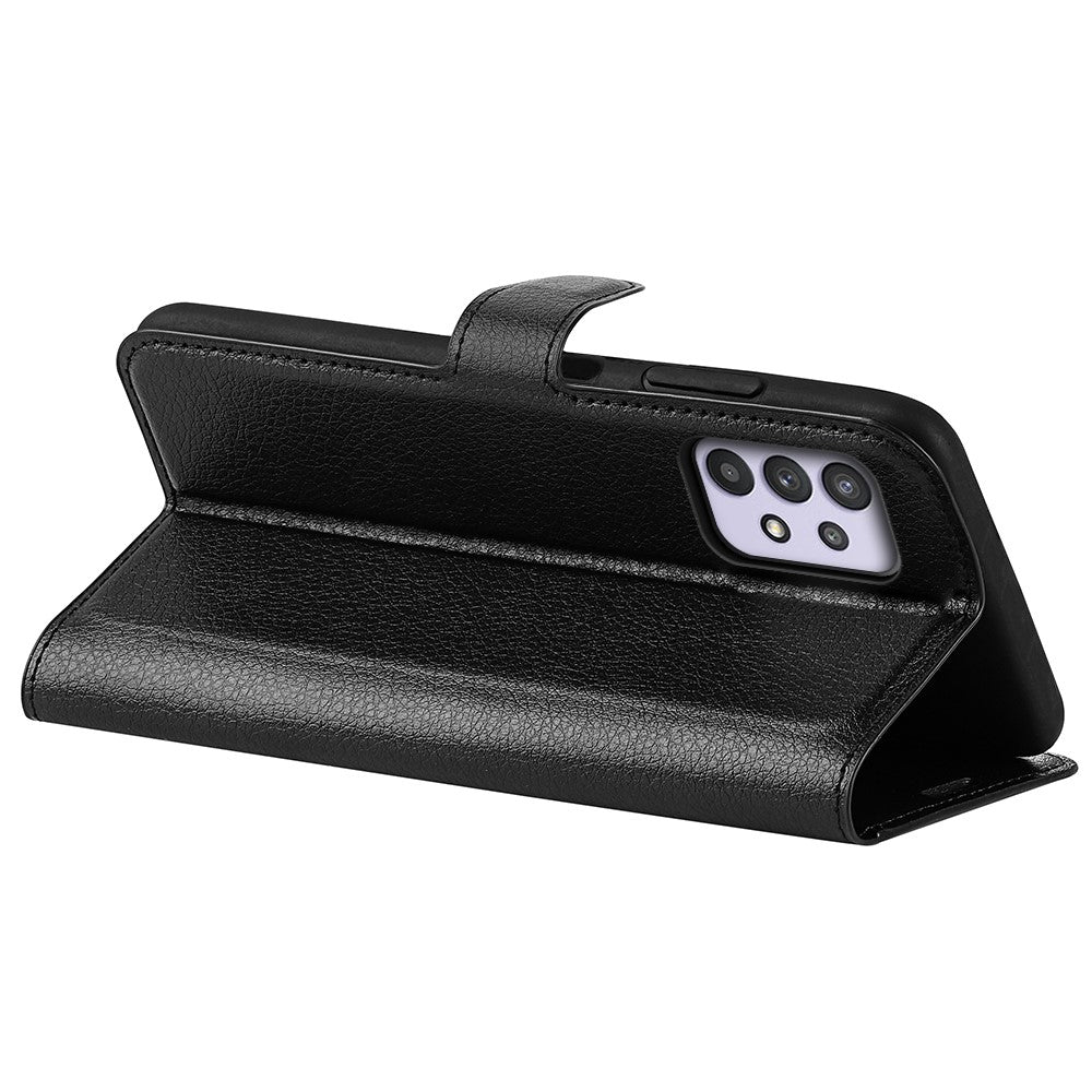 For Samsung Galaxy A53 5G Litchi Texture PU Leather Folio Case Magnetic Clasp Anti-scratch Phone Cover with Stand Wallet