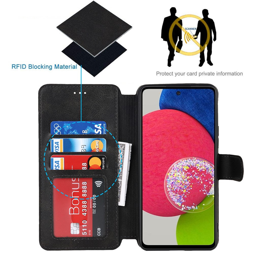 Magnetic Retro Matte PU Leather Stand Flip Cover Shockproof TPU Interior RFID Blocking Wallet Folio Case for Samsung Galaxy A53 5G