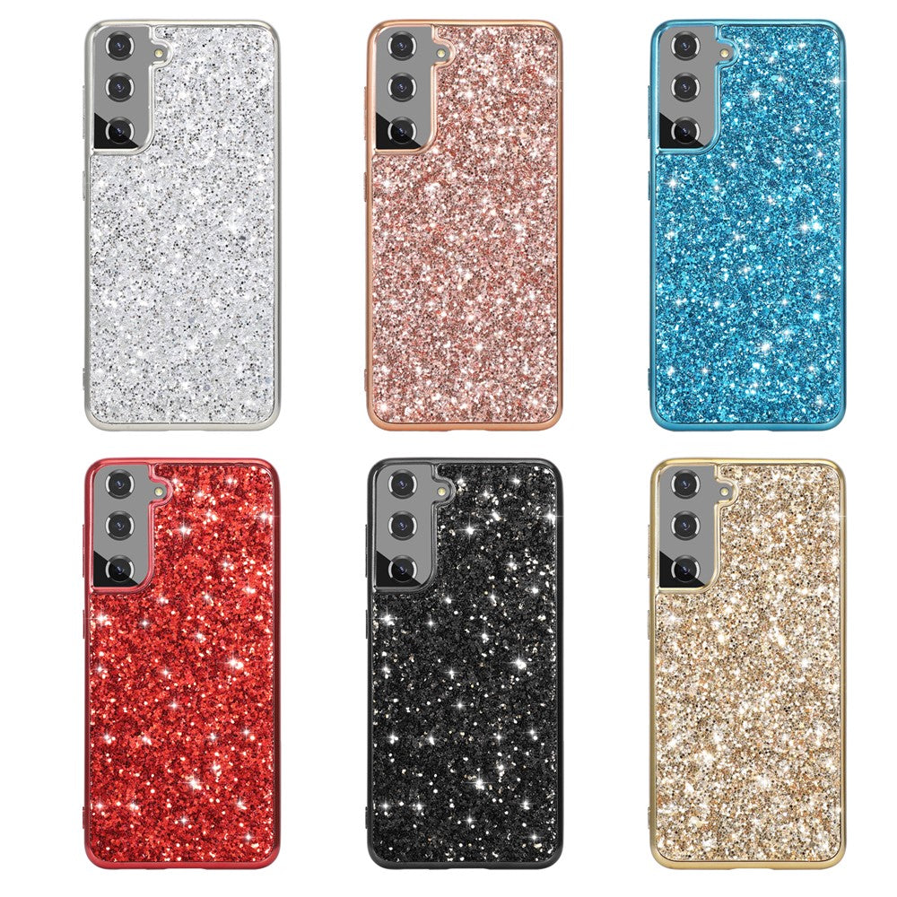 For Samsung Galaxy S21 FE 5G / Galaxy S21 Fan Edition Electroplating TPU Bumper + Hard PC Back Glitter Cover Shockproof Fashion Protective Case