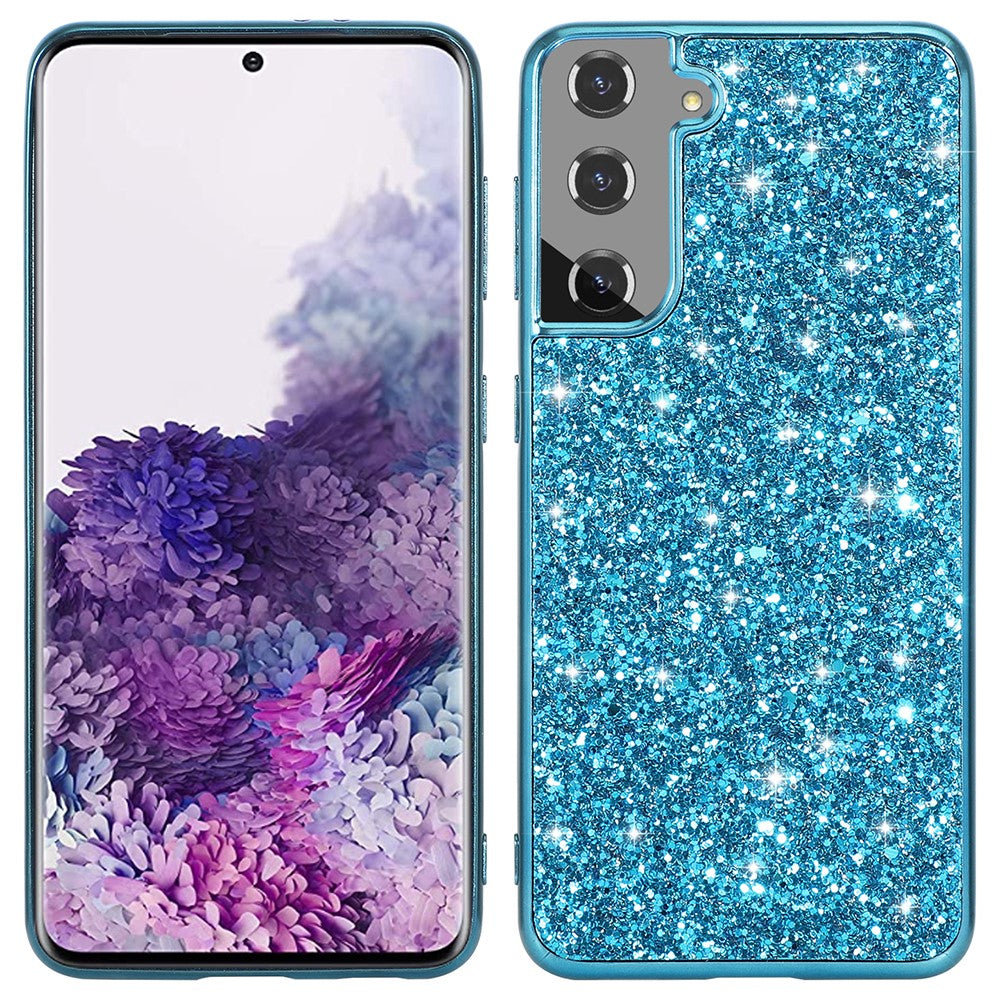 For Samsung Galaxy S21 FE 5G / Galaxy S21 Fan Edition Electroplating TPU Bumper + Hard PC Back Glitter Cover Shockproof Fashion Protective Case