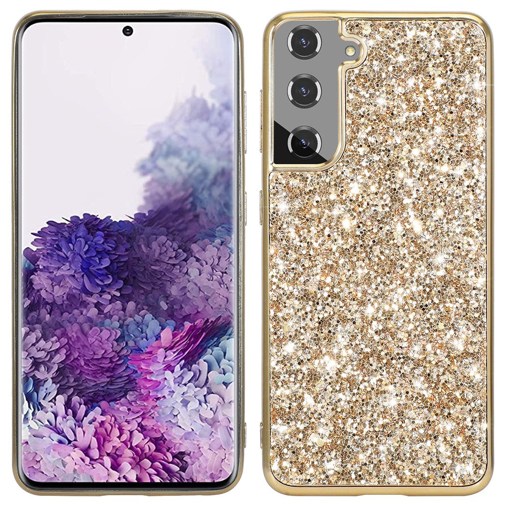 For Samsung Galaxy S21 FE 5G / Galaxy S21 Fan Edition Electroplating TPU Bumper + Hard PC Back Glitter Cover Shockproof Fashion Protective Case