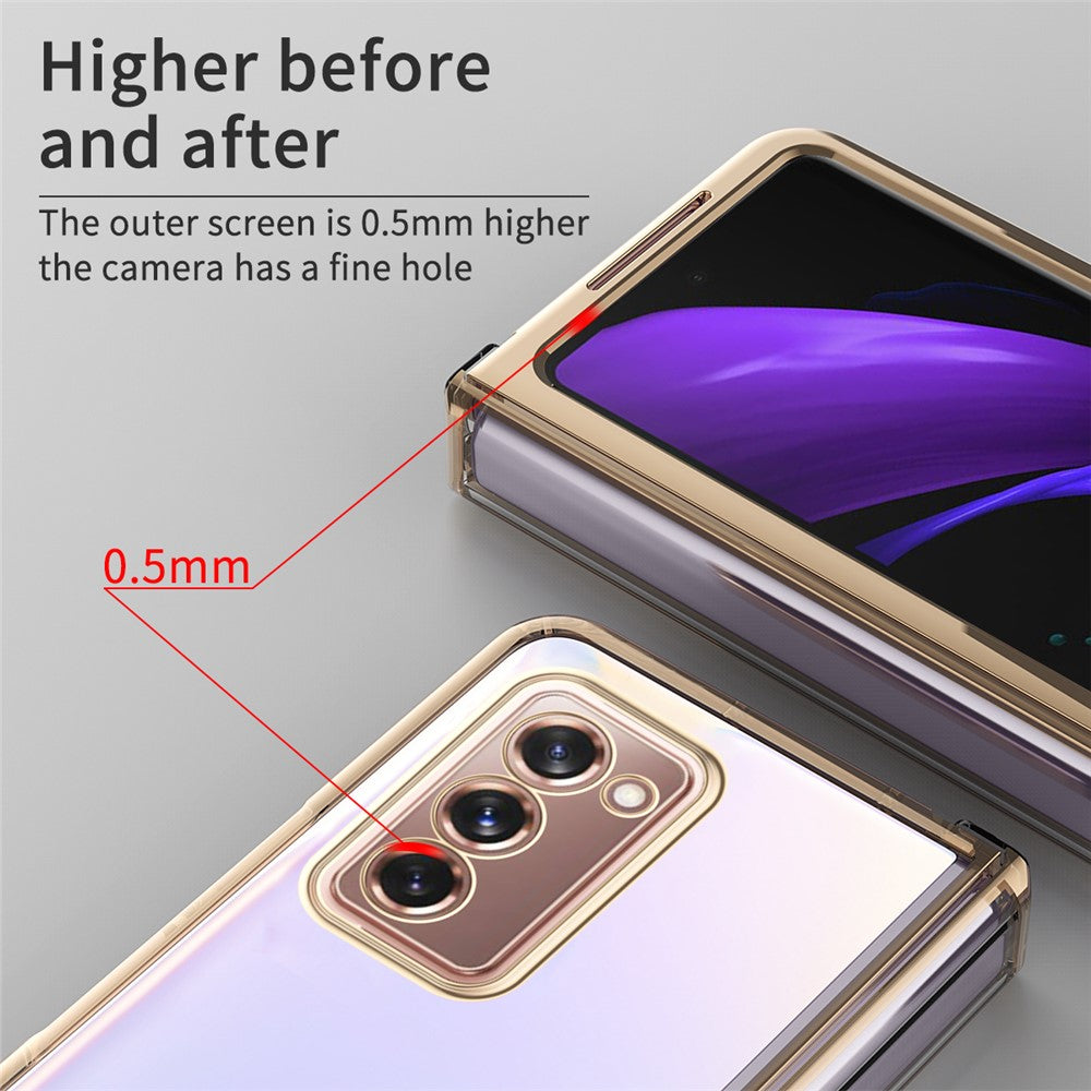 Samsung Galaxy Z Fold2 5G Anti-fall Electroplating Transparent PC Phone Case Detachable Hinge Design Shockproof Phone Shell