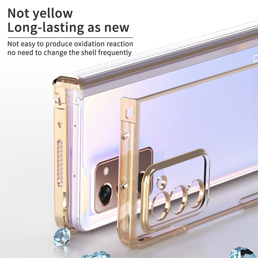 Samsung Galaxy Z Fold2 5G Anti-fall Electroplating Transparent PC Phone Case Detachable Hinge Design Shockproof Phone Shell