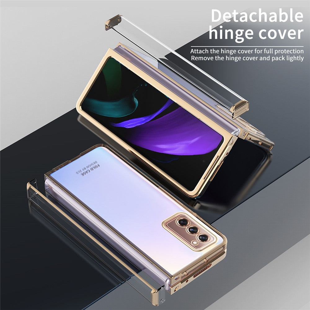 Samsung Galaxy Z Fold2 5G Anti-fall Electroplating Transparent PC Phone Case Detachable Hinge Design Shockproof Phone Shell
