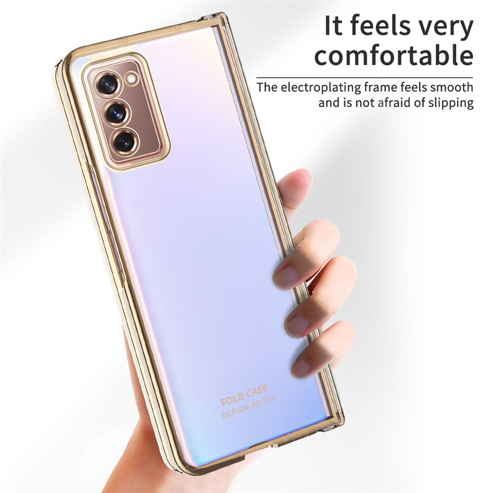 Samsung Galaxy Z Fold2 5G Anti-fall Electroplating Transparent PC Phone Case Detachable Hinge Design Shockproof Phone Shell