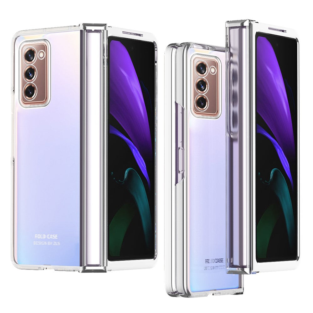 Samsung Galaxy Z Fold2 5G Anti-fall Electroplating Transparent PC Phone Case Detachable Hinge Design Shockproof Phone Shell