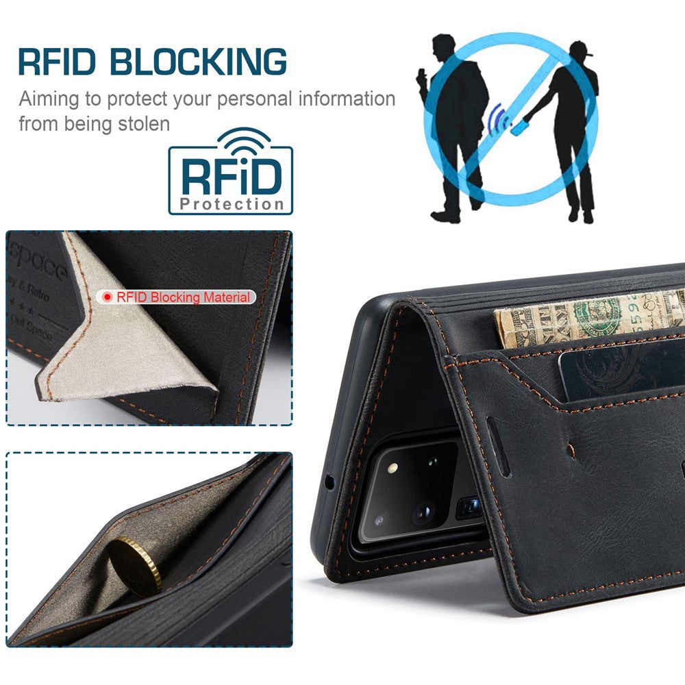 Samsung Galaxy S20 Ultra 4G / 5G PU Leather Case RFID Blocking Retro Wallet Flip Stand Cover