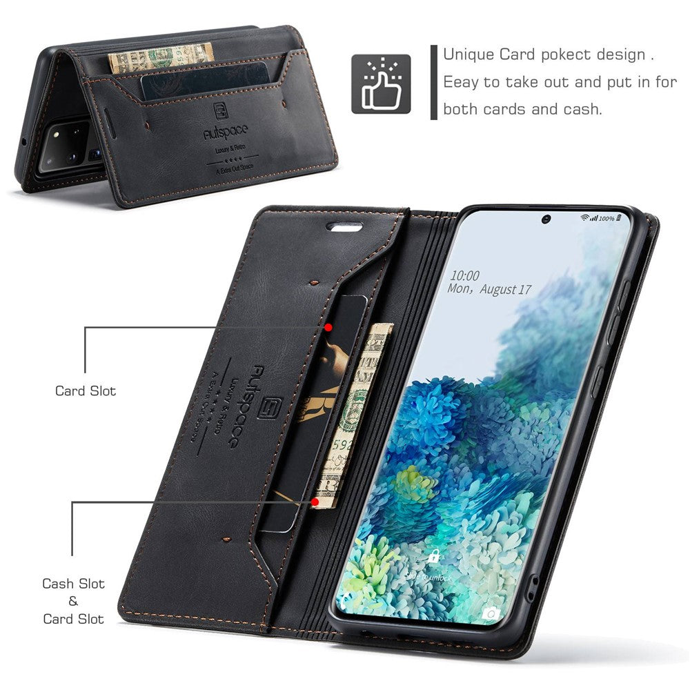 Samsung Galaxy S20 Ultra 4G / 5G PU Leather Case RFID Blocking Retro Wallet Flip Stand Cover