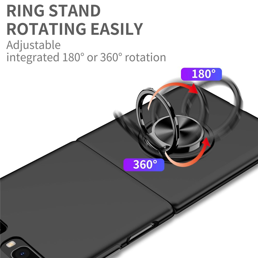Samsung Galaxy Z Flip 5G Hard PC Folding Mobile Phone Case Rotatable Metal Ring Kickstand Anti-fall Shell
