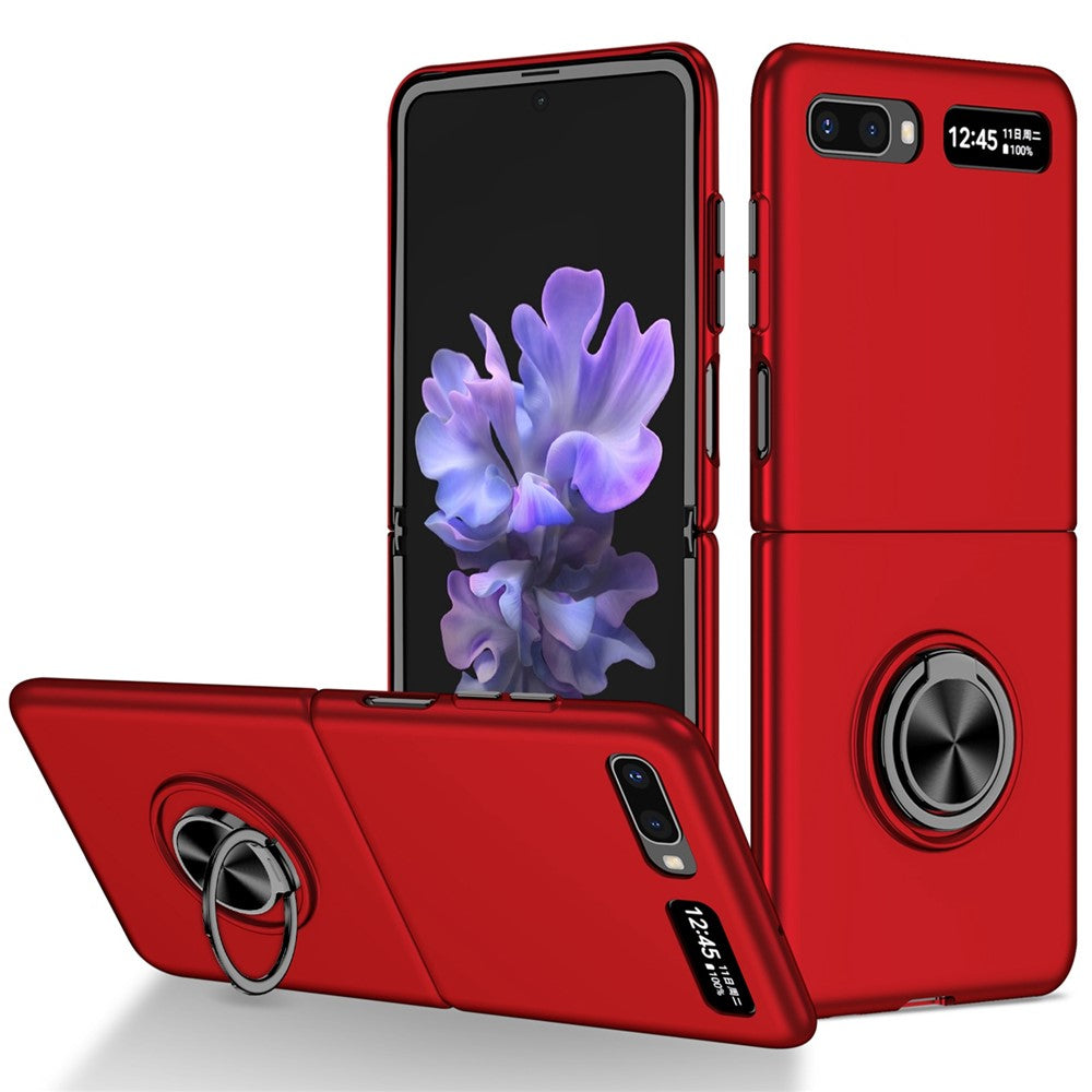 Samsung Galaxy Z Flip 5G Hard PC Folding Mobile Phone Case Rotatable Metal Ring Kickstand Anti-fall Shell
