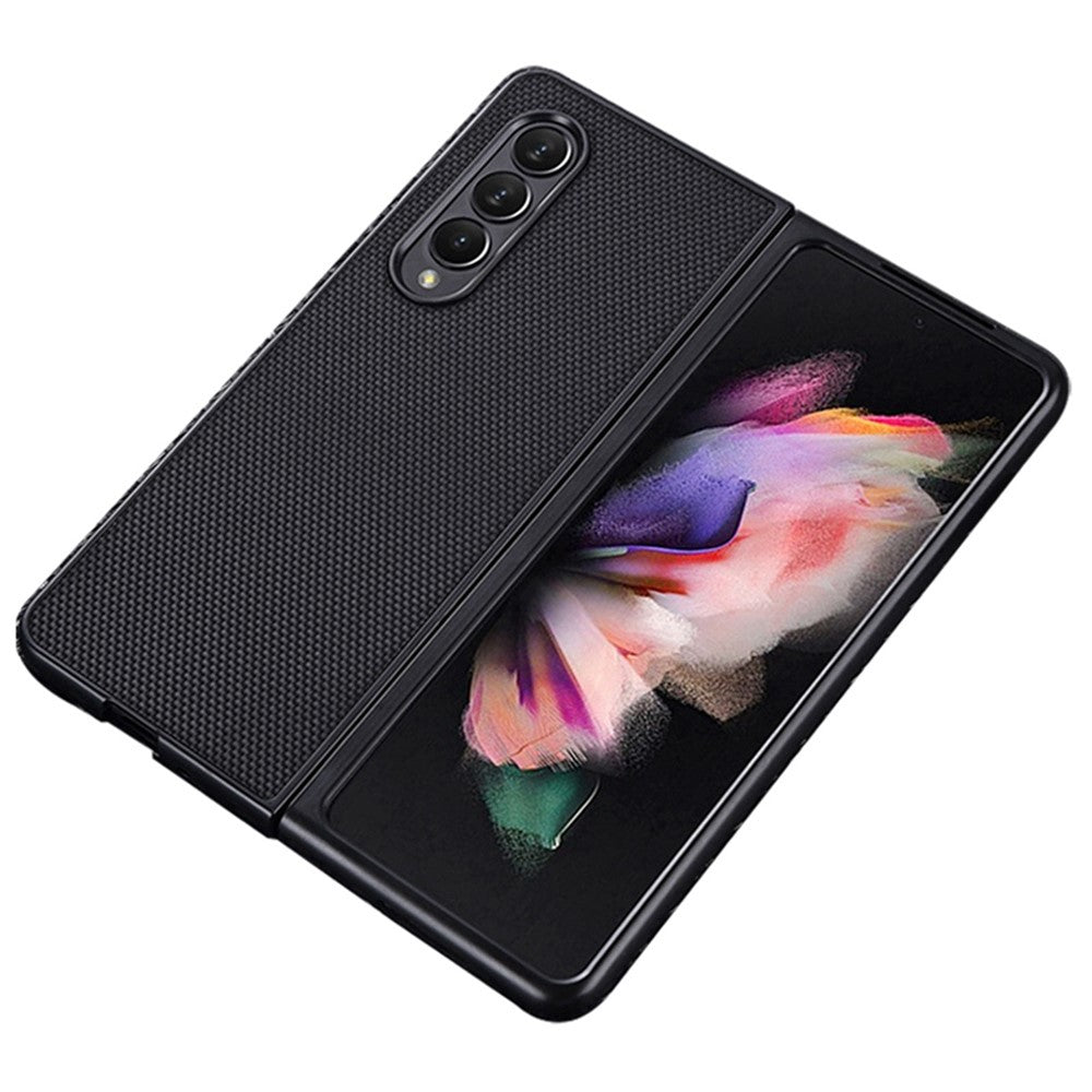 For Samsung Galaxy Z Fold4 5G Wear-resistant Nylon Texture PU Leather Coated PC Well-protected Phone Case