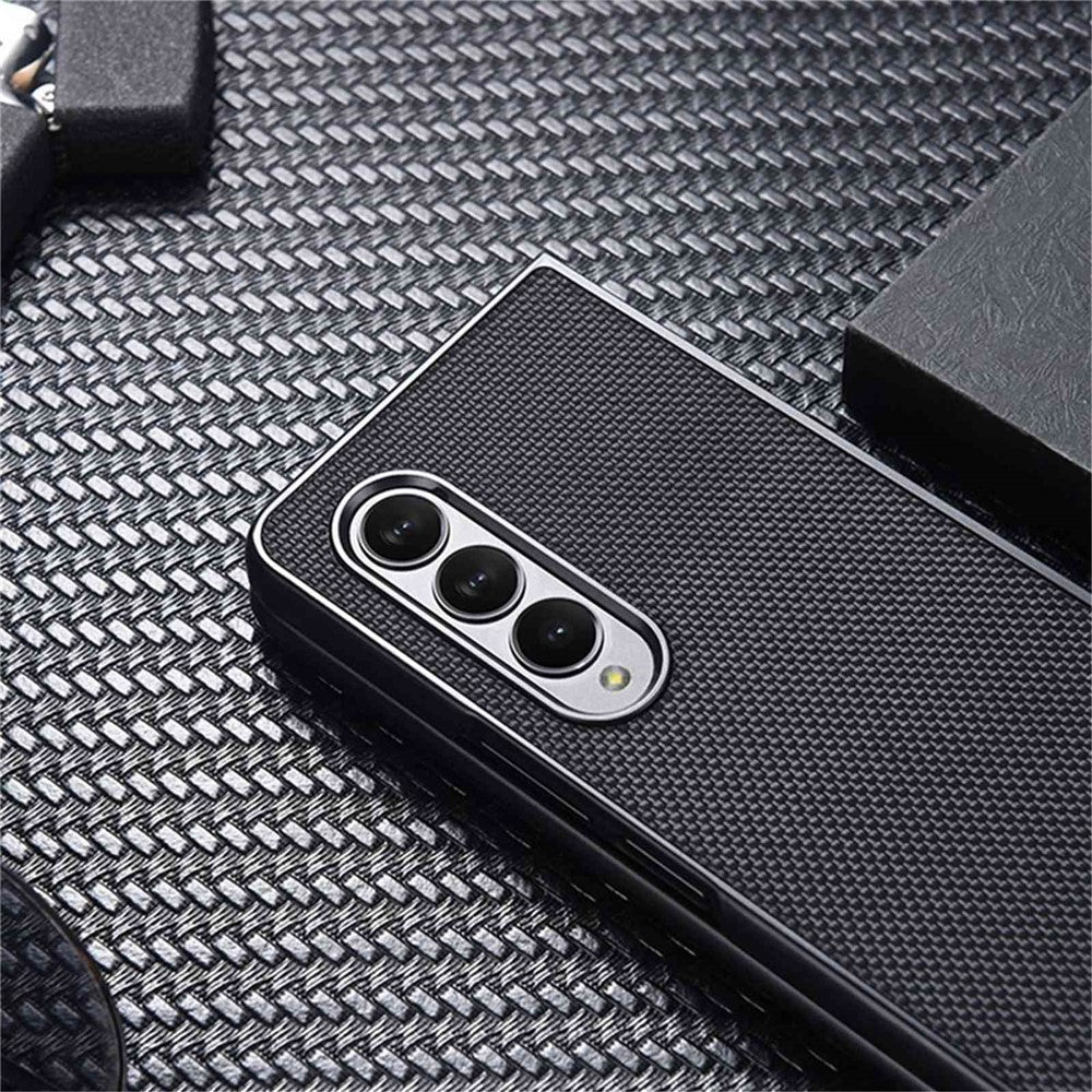 For Samsung Galaxy Z Fold4 5G Wear-resistant Nylon Texture PU Leather Coated PC Well-protected Phone Case