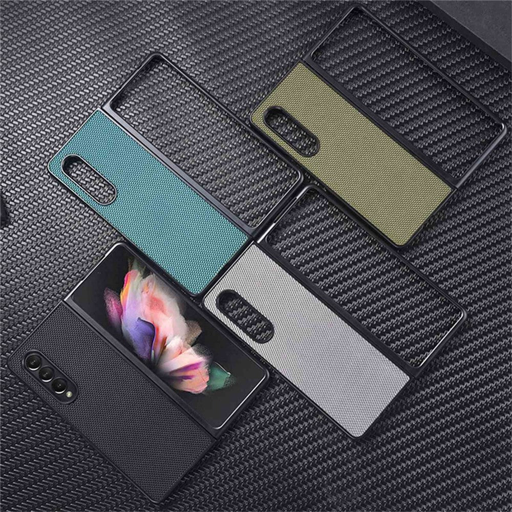 For Samsung Galaxy Z Fold4 5G Wear-resistant Nylon Texture PU Leather Coated PC Well-protected Phone Case