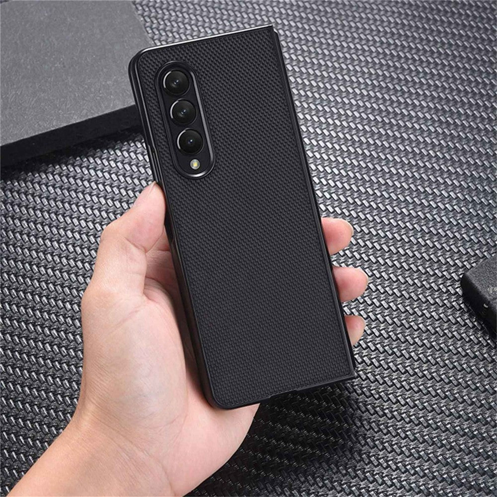 For Samsung Galaxy Z Fold4 5G Wear-resistant Nylon Texture PU Leather Coated PC Well-protected Phone Case