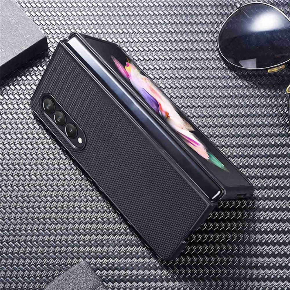For Samsung Galaxy Z Fold4 5G Wear-resistant Nylon Texture PU Leather Coated PC Well-protected Phone Case