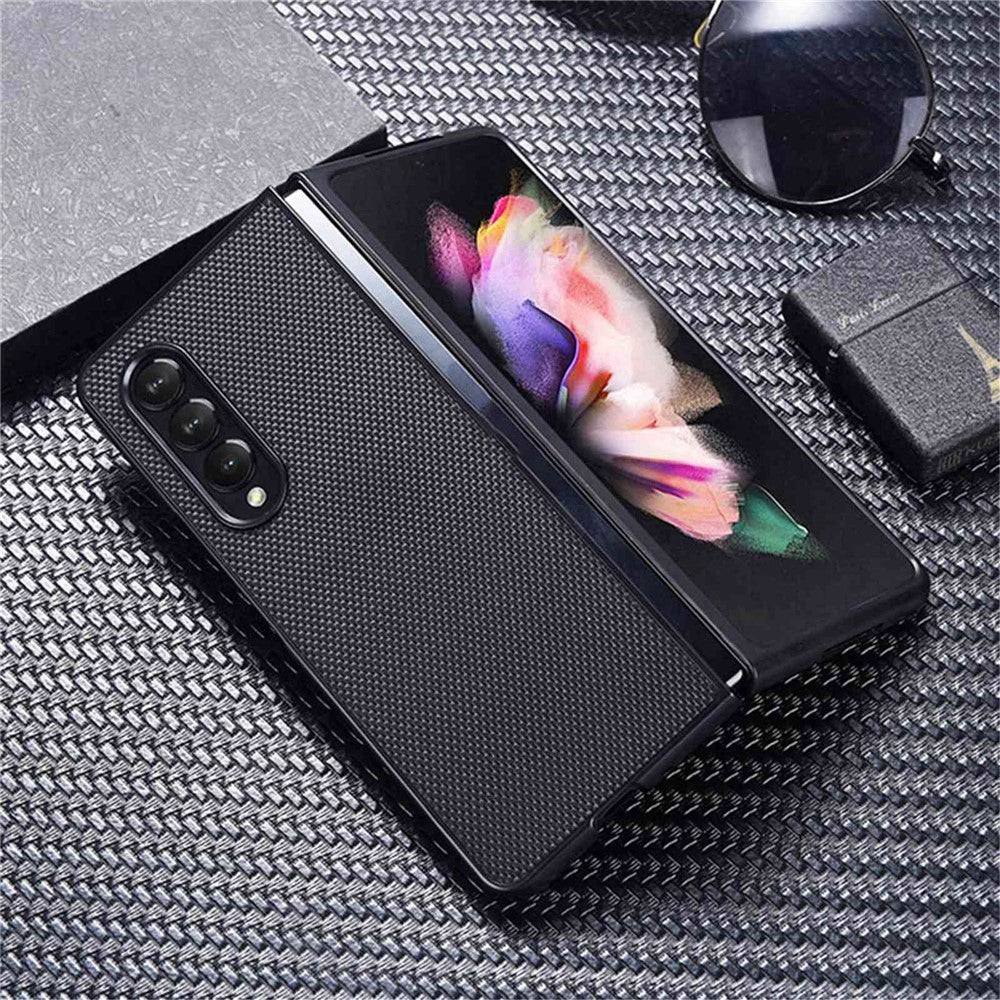 For Samsung Galaxy Z Fold4 5G Wear-resistant Nylon Texture PU Leather Coated PC Well-protected Phone Case