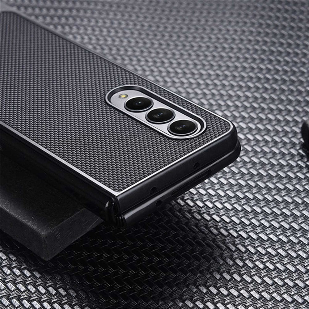 For Samsung Galaxy Z Fold4 5G Wear-resistant Nylon Texture PU Leather Coated PC Well-protected Phone Case