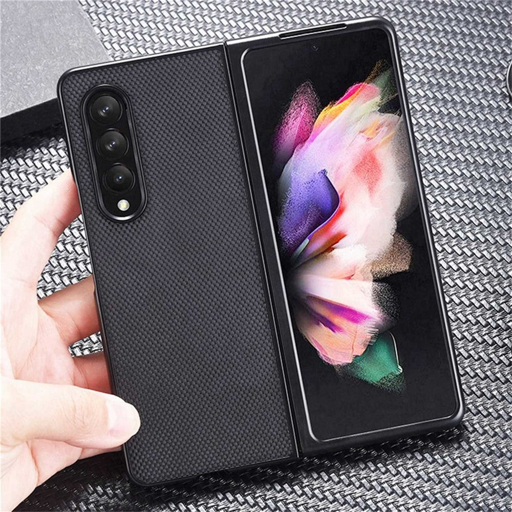 For Samsung Galaxy Z Fold4 5G Wear-resistant Nylon Texture PU Leather Coated PC Well-protected Phone Case