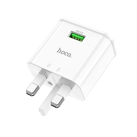 HOCO C92B Single Port QC 3.0 Travel Wall Charger UK Plug 18W Fast Charging Power Adapter for Phone Tablet