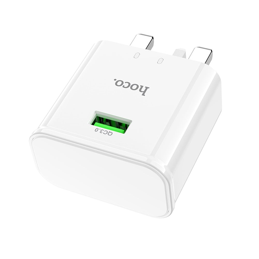 HOCO C92B Single Port QC 3.0 Travel Wall Charger UK Plug 18W Fast Charging Power Adapter for Phone Tablet