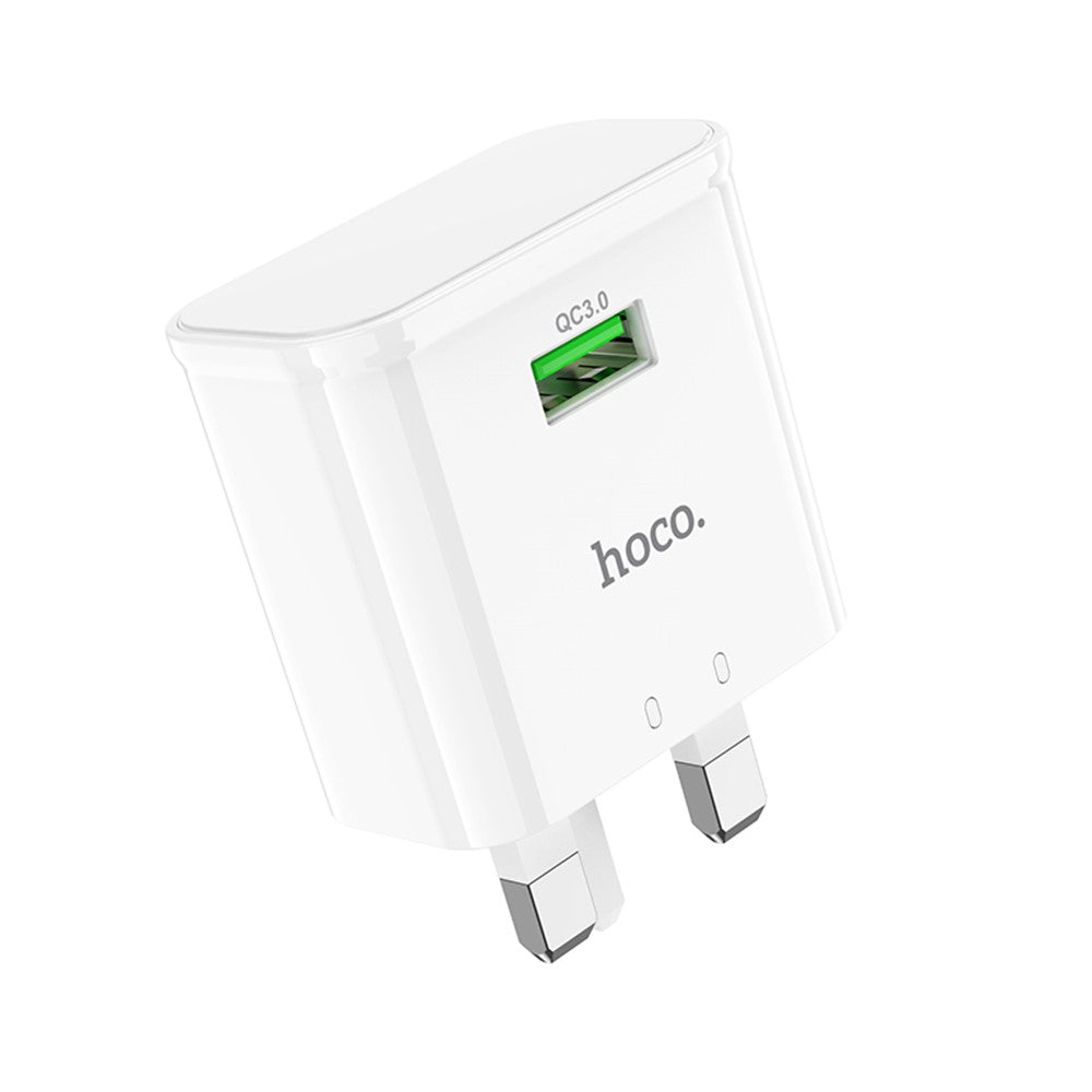 HOCO C92B Single Port QC 3.0 Travel Wall Charger UK Plug 18W Fast Charging Power Adapter for Phone Tablet