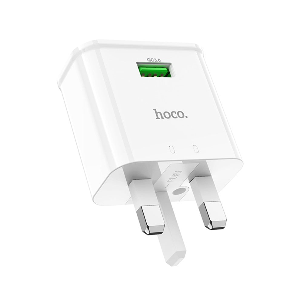 HOCO C92B Single Port QC 3.0 Travel Wall Charger UK Plug 18W Fast Charging Power Adapter for Phone Tablet