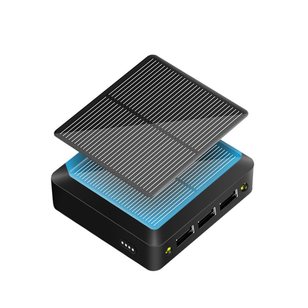 3 USB Ports 5000mAh Mini Solar Power Bank with Type-C + Micro USB Dual Input