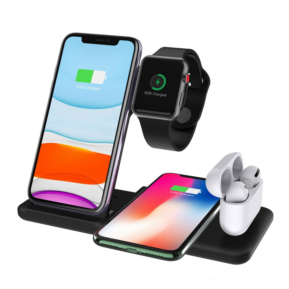 Q20 4 in 1 Mobile Phone Watch Earphone Charging Stand Foldable Wireless Charger