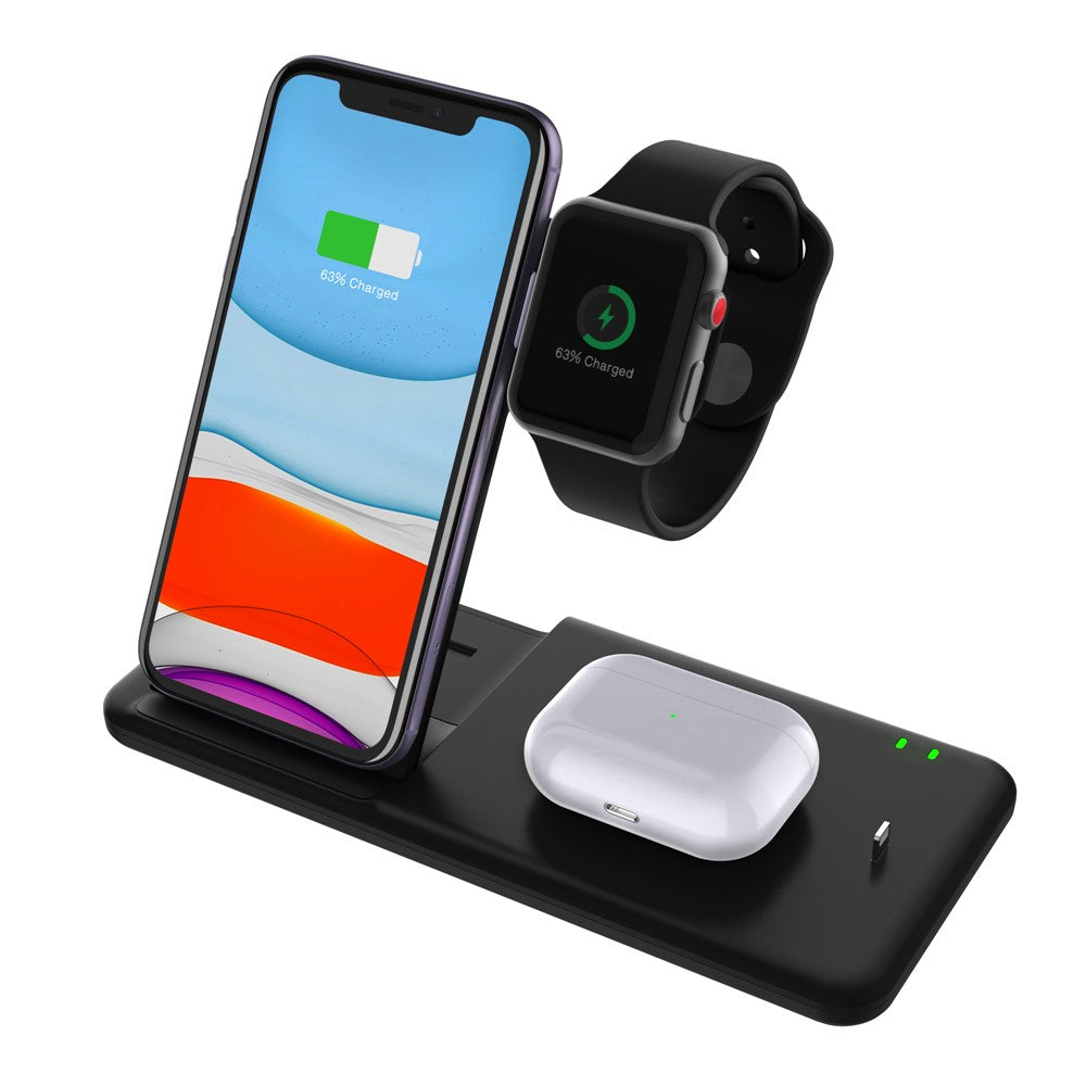 Q20 4 in 1 Mobile Phone Watch Earphone Charging Stand Foldable Wireless Charger
