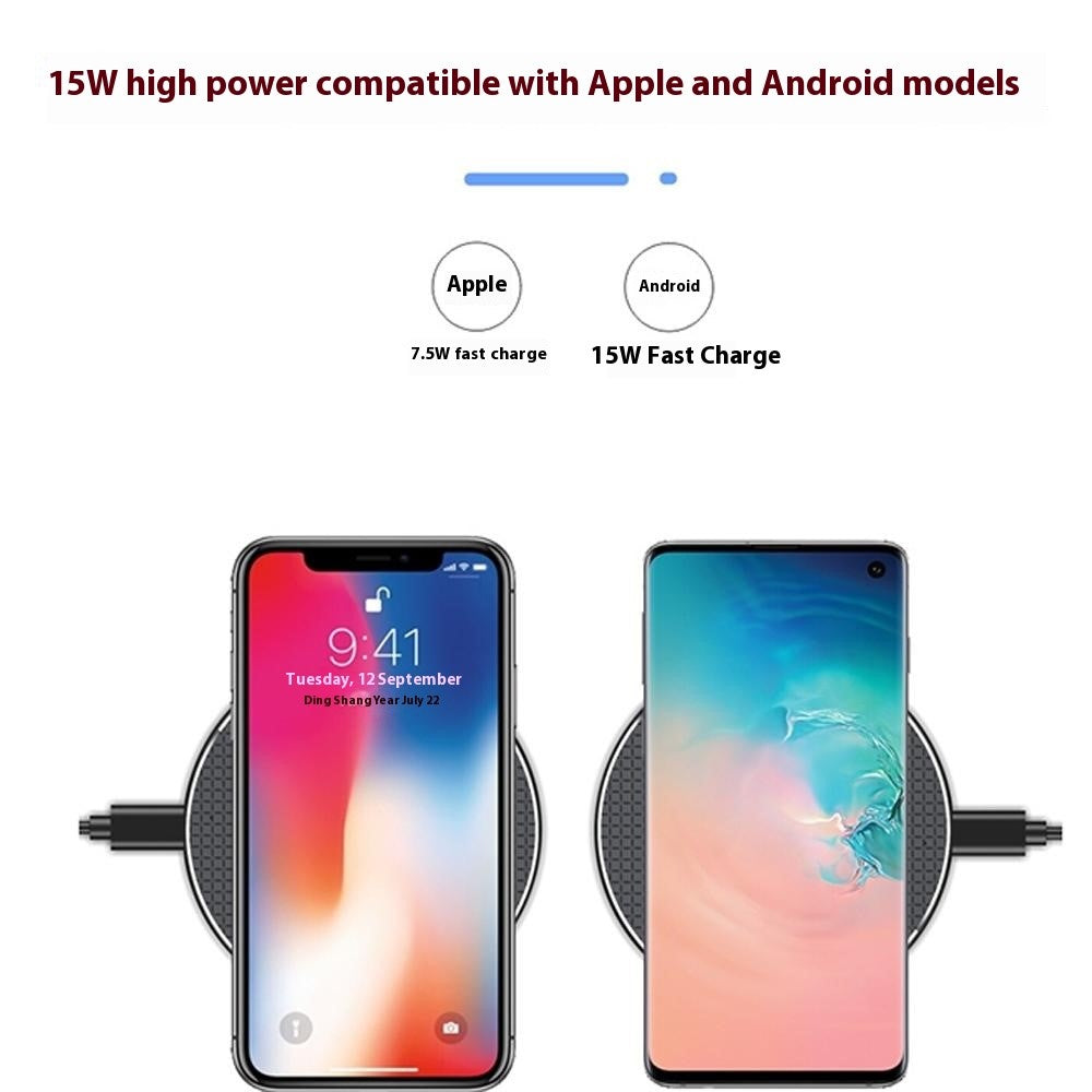 Q25 15W Qi Wireless Charger Metal Phone Ultra-Thin Fast Charging Pad
