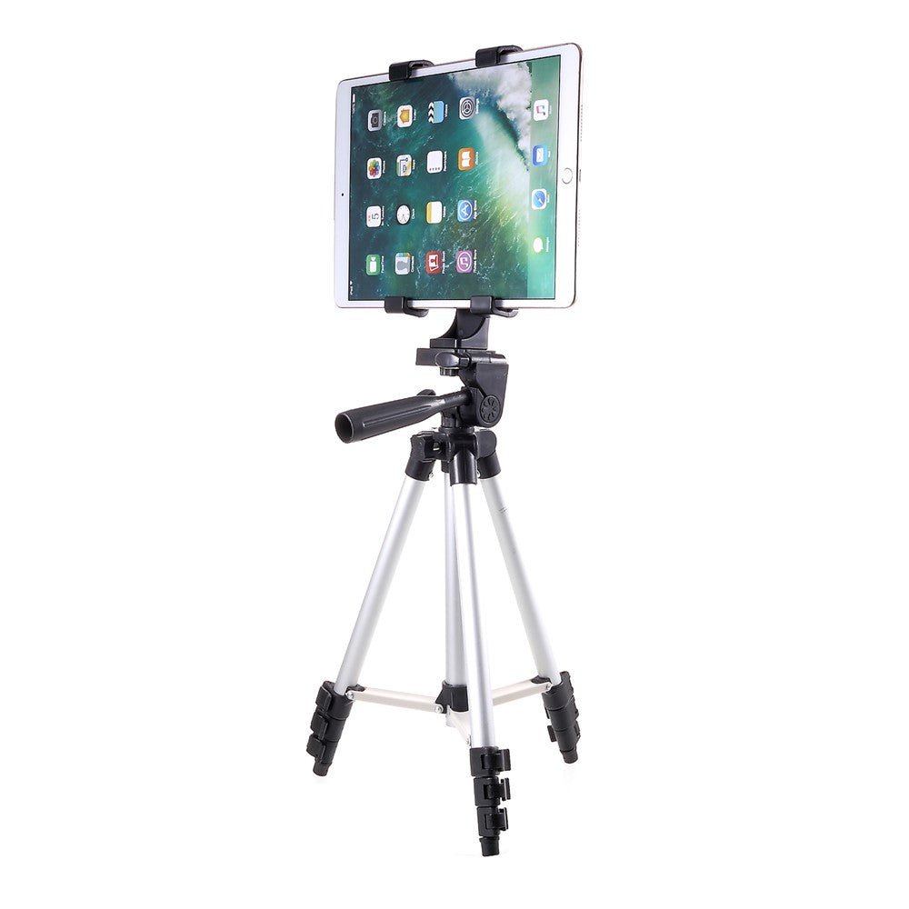 3110 Universal Tablet Clamp Holder Mount with Aluminum Tripod Stand for iPad 4/Air/Pro 11-inch (2018), Clamp Width: 123-200mm