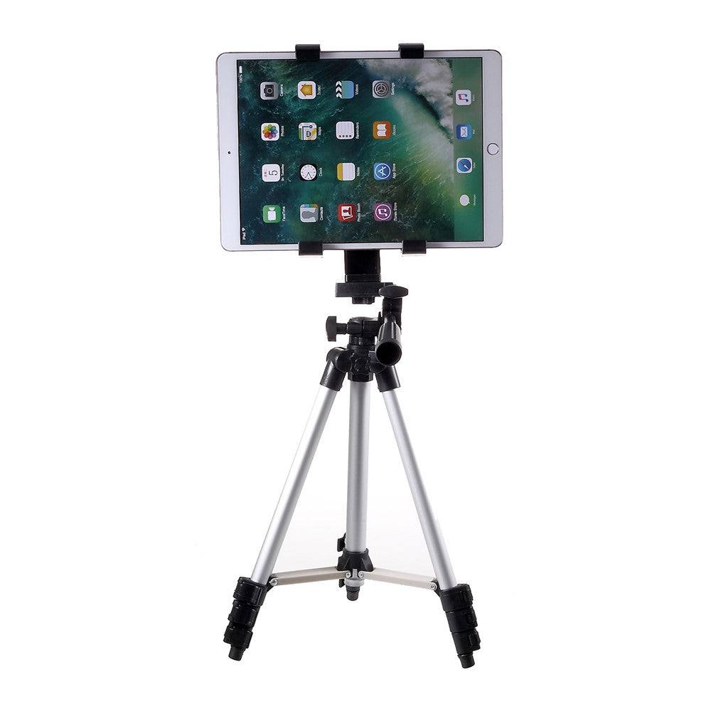 3110 Universal Tablet Clamp Holder Mount with Aluminum Tripod Stand for iPad 4/Air/Pro 11-inch (2018), Clamp Width: 123-200mm