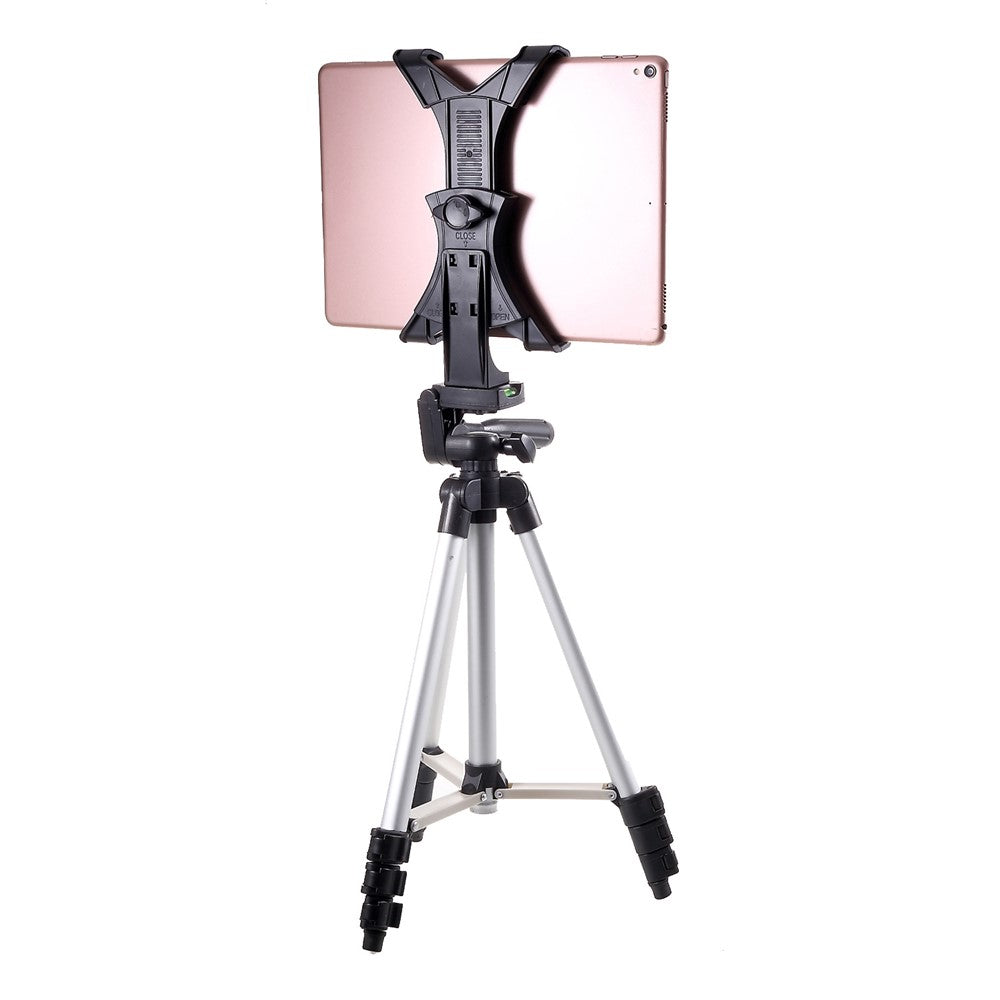 3110 Universal Tablet Clamp Holder Mount with Aluminum Tripod Stand for iPad 4/Air/Pro 11-inch (2018), Clamp Width: 123-200mm