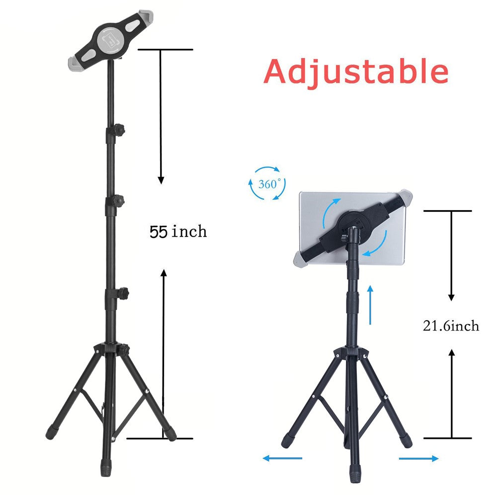 Portable Aluminum Alloy Tablet Tripod Holder Height Adjustment 360-Degree Rotatory Tripod Stand for 7.9