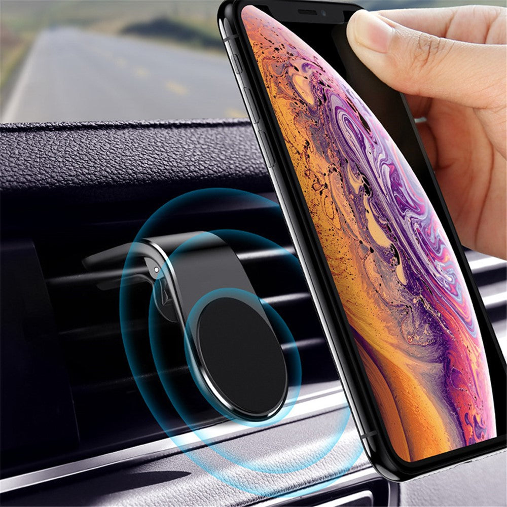 For iPhone Samsung Xiaomi L Shape Strong Magnetic Mobile Phone Support Car Air Vent Mount Phone Holder